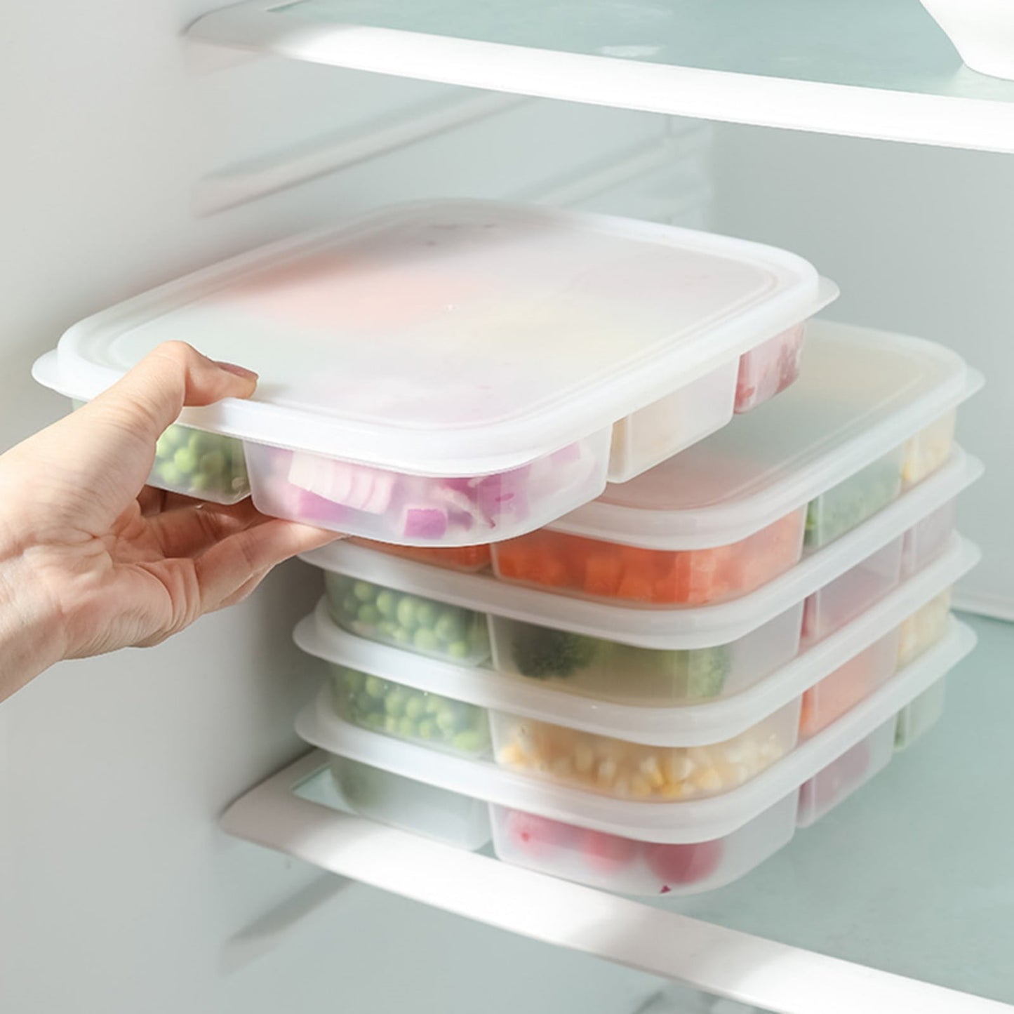JWDX Food Storage Clearance, Divided Veggie Tray with Lid Vegetable Storage Square Relish Serving Platter V1189-LWWAL-20260325-01991