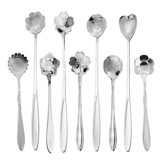 JWDX Cooking Utensils Clearance, Flower Spoon Set 8Pcs Stainless Teaspoon Rainbow Color for Coffee Tea Mixing V1189-LWWAL-20260325-02039