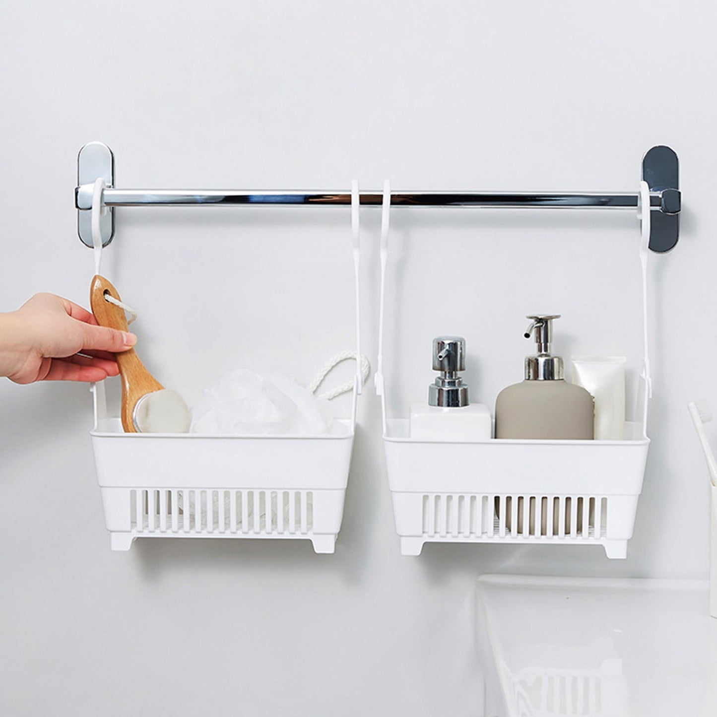 JWDX Rack Clearance, Sundries Hanging Basket Storage Drain Bag Shower Baskets with Hook Organizer As shown V1189-LWWAL-20260325-02059