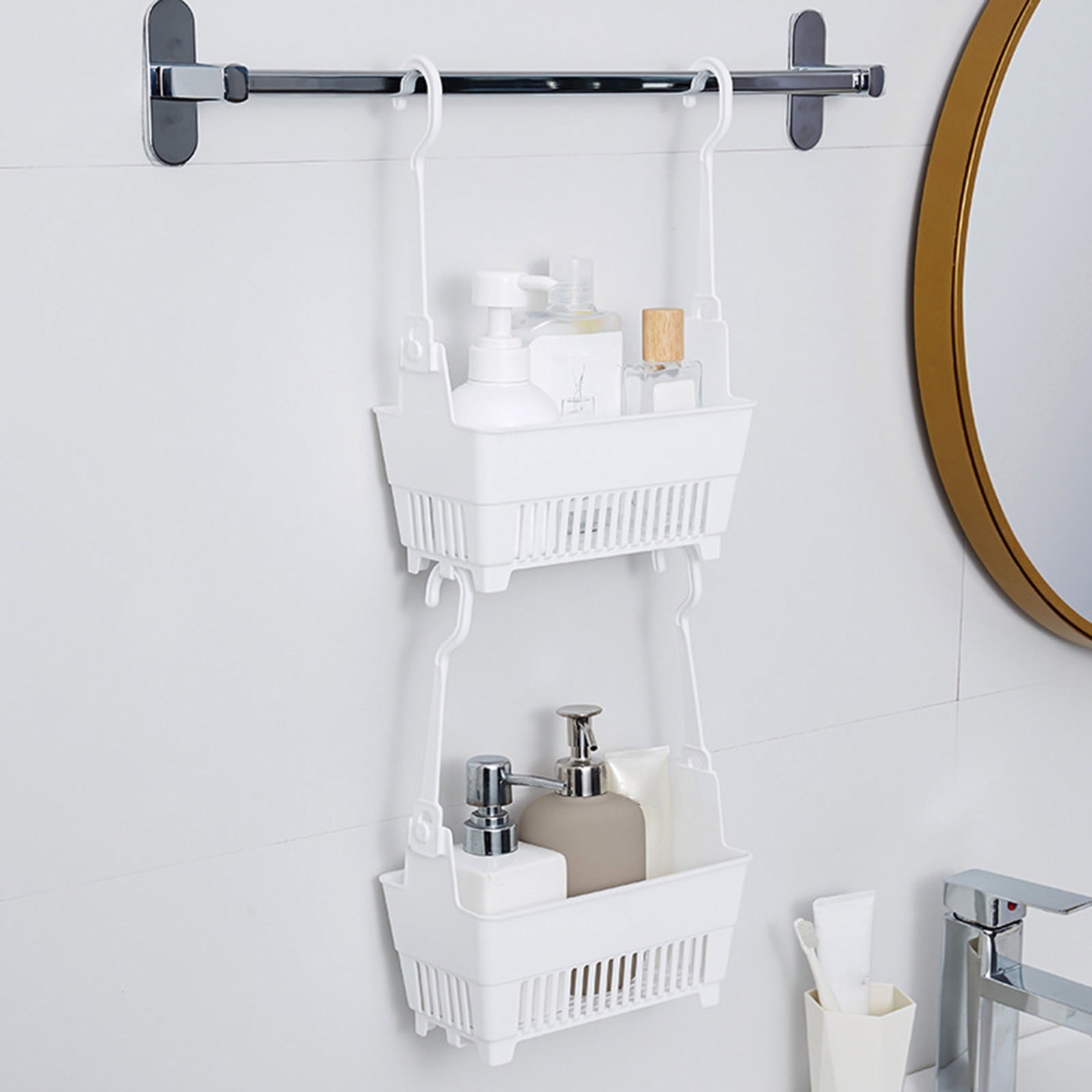 JWDX Rack Clearance, Sundries Hanging Basket Storage Drain Bag Shower Baskets with Hook Organizer As shown V1189-LWWAL-20260325-02059
