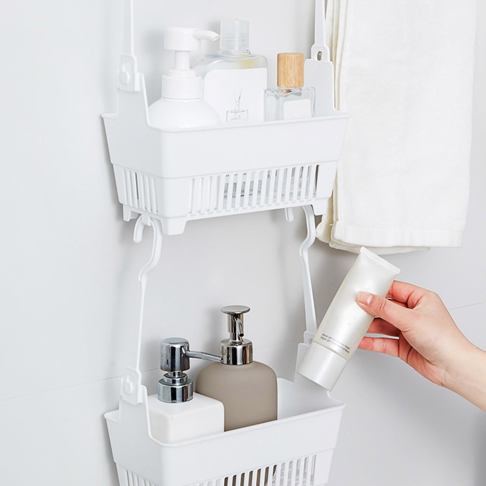 JWDX Rack Clearance, Sundries Hanging Basket Storage Drain Bag Shower Baskets with Hook Organizer As shown V1189-LWWAL-20260325-02059