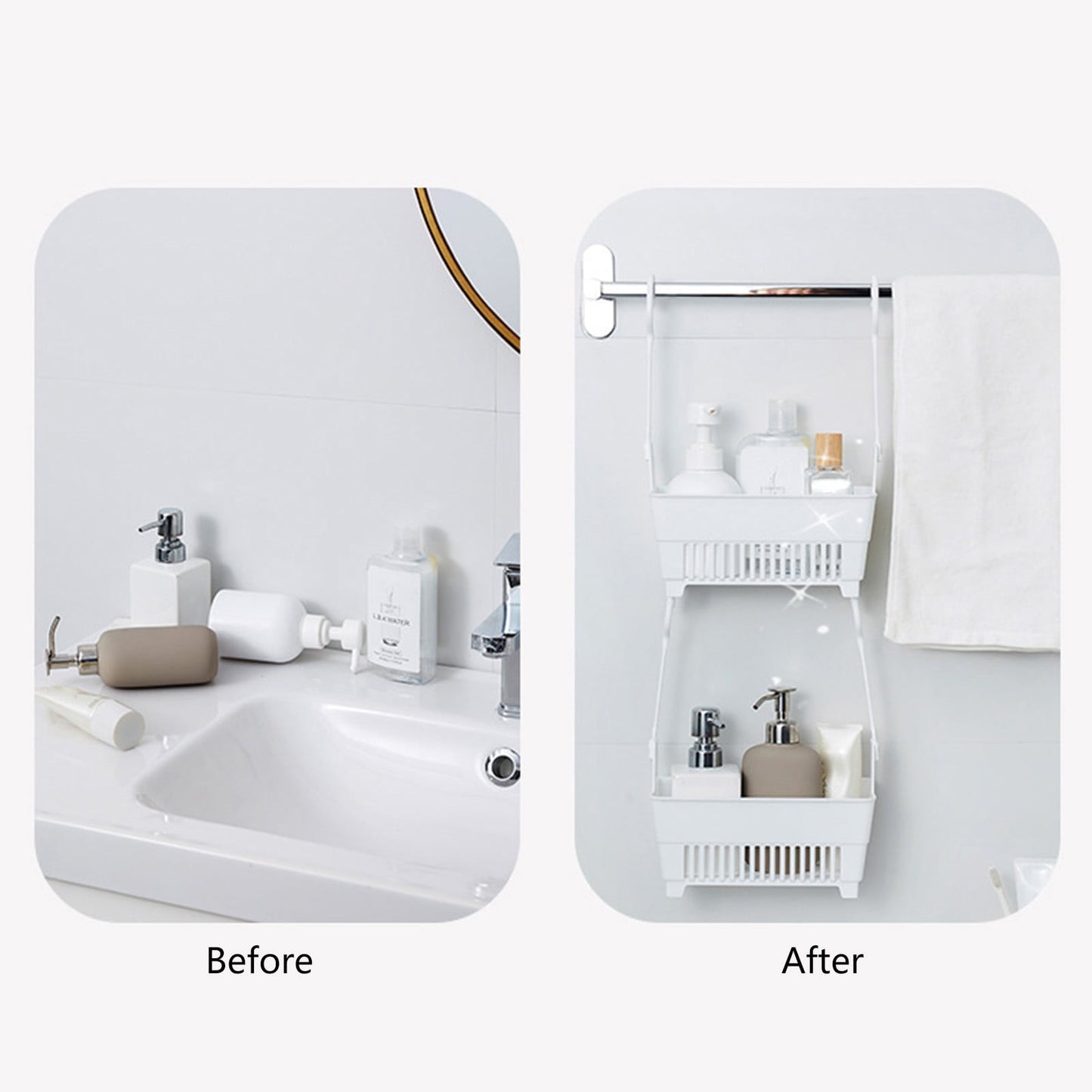 JWDX Rack Clearance, Sundries Hanging Basket Storage Drain Bag Shower Baskets with Hook Organizer As shown V1189-LWWAL-20260325-02059