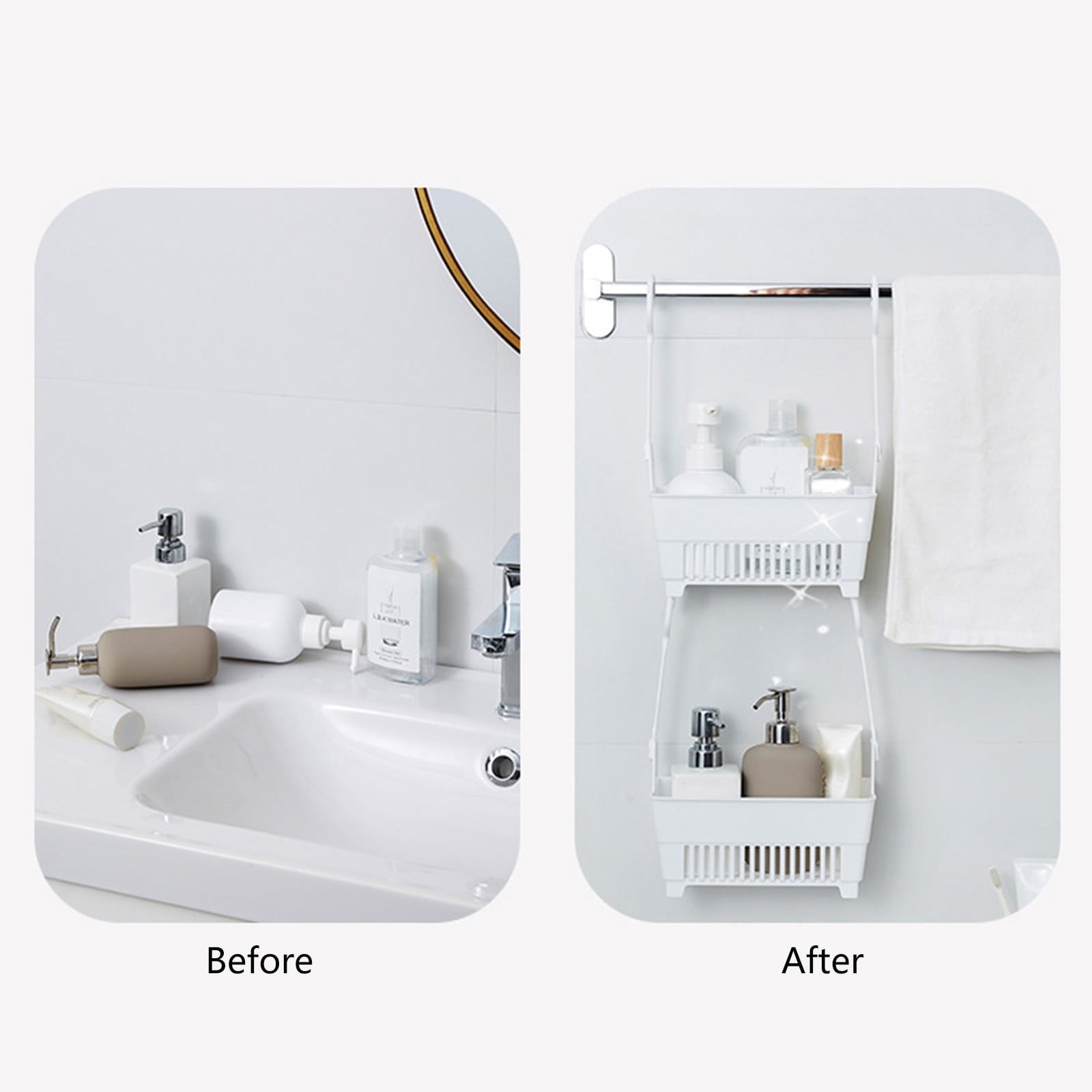 JWDX Rack Clearance, Sundries Hanging Basket Storage Drain Bag Shower Baskets with Hook Organizer As shown V1189-LWWAL-20260325-02059