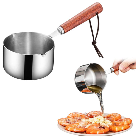 Clearance! Eguiwyn Stainless Steel Pan Mini Milk Warmer Pot Soup Pan with Wooden Handle Small Saucepan for V1189-LWWAL-20260325-02074