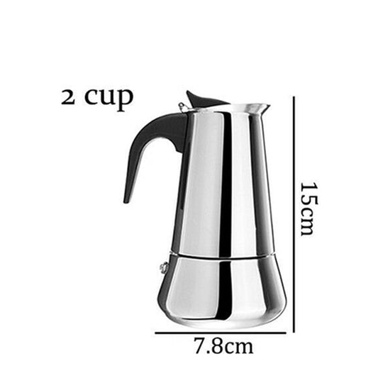 Clearance! Eguiwyn Coffee Maker (2 Cup Capacity) Stainless Steel Mocha Espresso Latte Percolator Stove Top V1189-LWWAL-20260325-02075