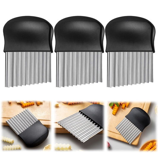 JWDX Crinkle Chopper, 2Pc Wavy Potato Soap Cutting Tool French Fry Slicer Stainless Steel Blade Wooden Handle V1189-LWWAL-20260325-02089