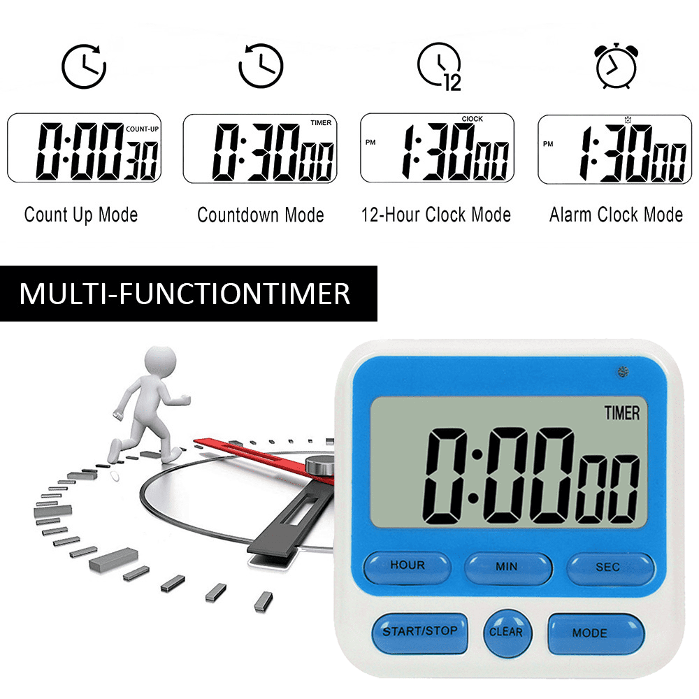 Digital Countdown Kitchen Timer -Count Up Down Magnetic Timer Clock for Cooking Baking Gym Students Blue V1189-LWWAL-20260325-02100