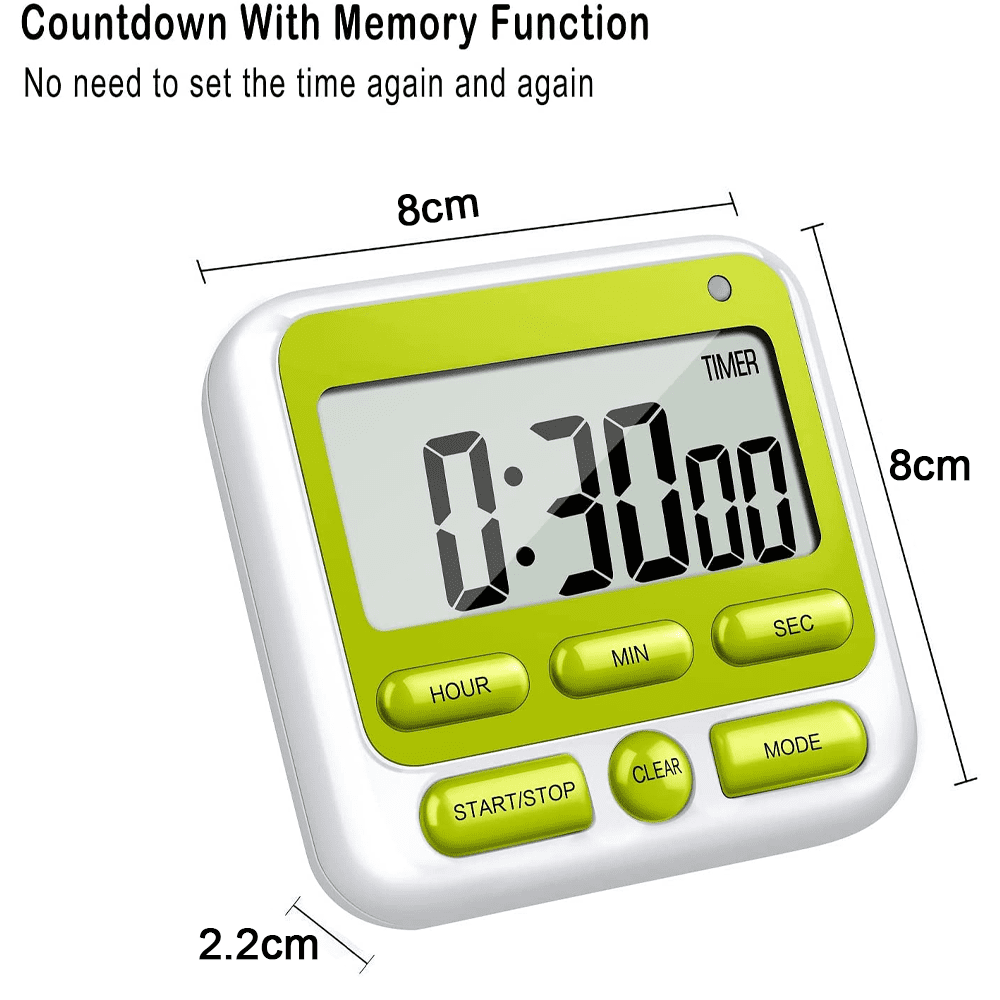 Digital Countdown Kitchen Timer -Count Up Down Magnetic Timer Clock for Cooking Baking Gym Students Green V1189-LWWAL-20260325-02101
