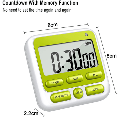 Digital Countdown Kitchen Timer -Count Up Down Magnetic Timer Clock for Cooking Baking Gym Students Green V1189-LWWAL-20260325-02101