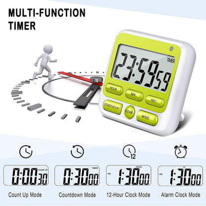 Digital Countdown Kitchen Timer -Count Up Down Magnetic Timer Clock for Cooking Baking Gym Students Green V1189-LWWAL-20260325-02101