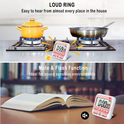 Digital Countdown Kitchen Timer -Count Up Down Magnetic Timer Clock for Cooking Baking Gym Students Pink V1189-LWWAL-20260325-02102
