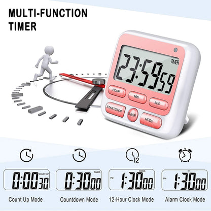 Digital Countdown Kitchen Timer -Count Up Down Magnetic Timer Clock for Cooking Baking Gym Students Pink V1189-LWWAL-20260325-02102