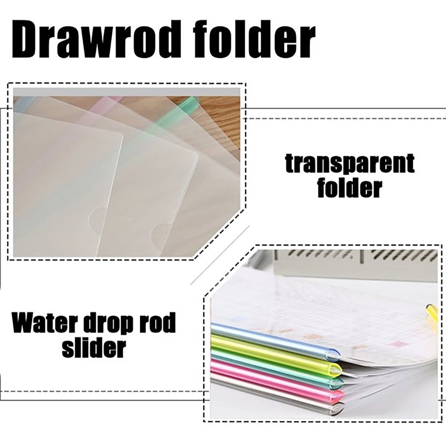 Jwdx 10X Folder Drawer 10Pcs Transparent File Folder Sliding Bar Report For Report Display Cover Organizer V1189-LWWAL-20260325-02130