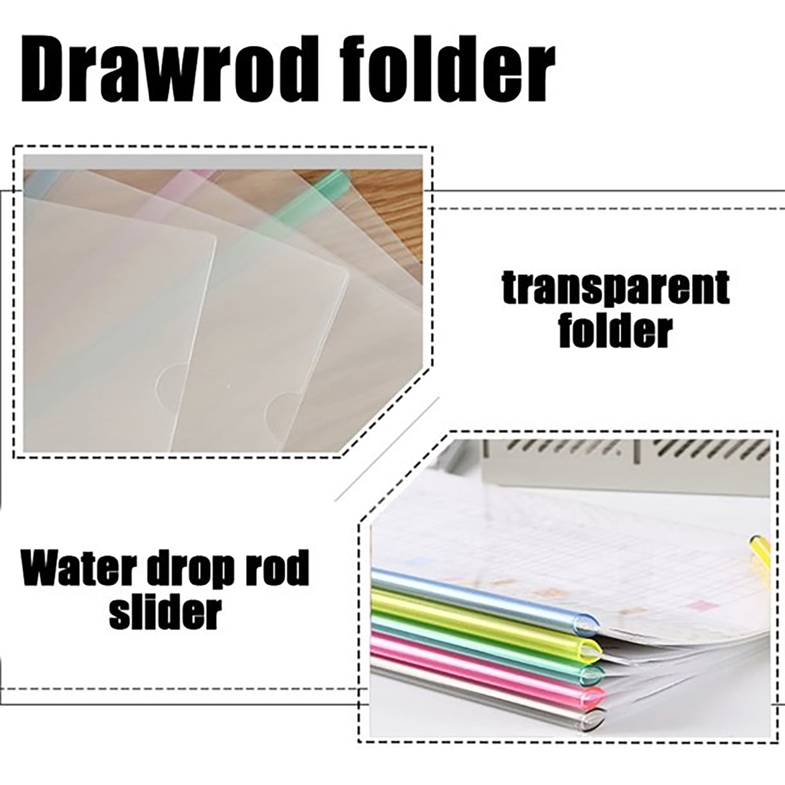 Jwdx 10X Folder Drawer 10Pcs Transparent File Folder Sliding Bar Report For Report Display Cover Organizer V1189-LWWAL-20260325-02130