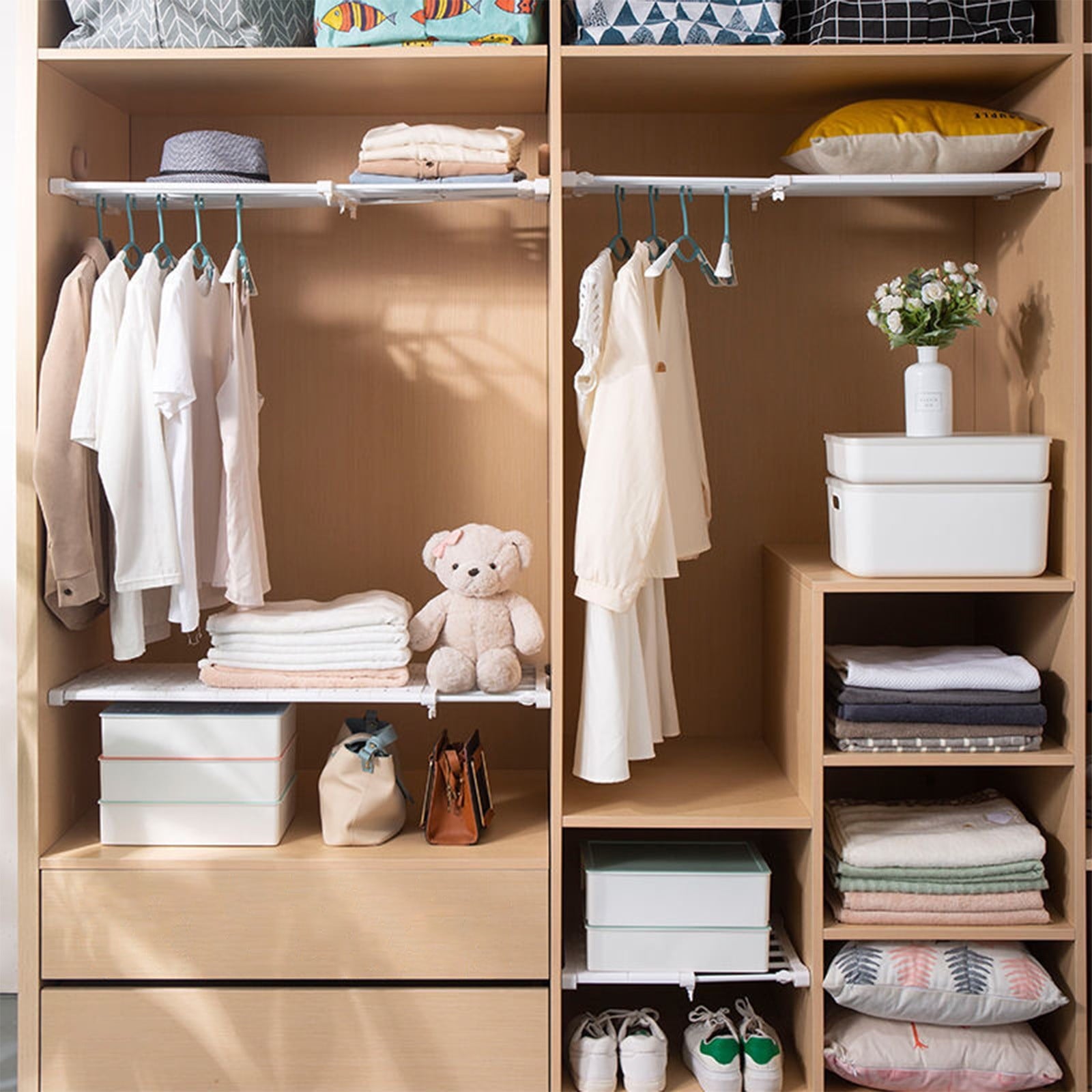 Grrvtrz ,Closet Organizer Shelf Adjustable Wardrobe Divider Multi-Tier Shelf Divider Space- Closet V1189-LWWAL-20260325-02270