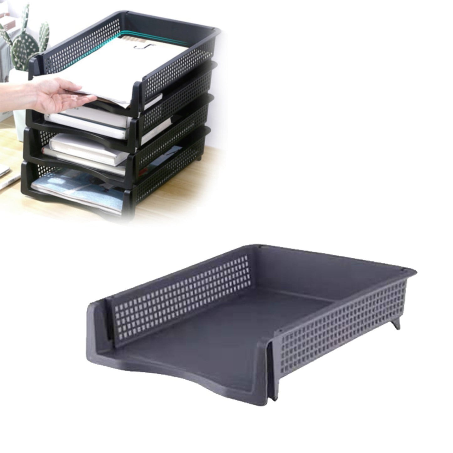 JWDX Hot Clearance! File Box Desktop Document Organizer Stackable Laminated Plastic Papers Rack Storage Tray V1189-LWWAL-20260325-02310