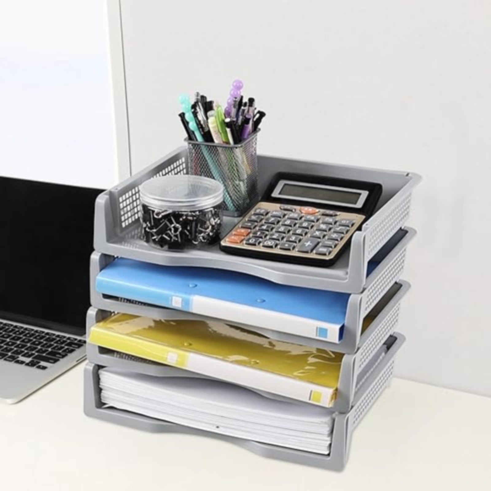 JWDX Hot Clearance! File Box Desktop Document Organizer Stackable Laminated Plastic Papers Rack Storage Tray V1189-LWWAL-20260325-02310