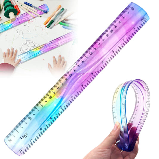 JWDX Hot Clearance! 12 Inch Flexible Ruler Bendable Plastic Ruler Soft Bendable Gradient Colour Rulers with V1189-LWWAL-20260325-02319