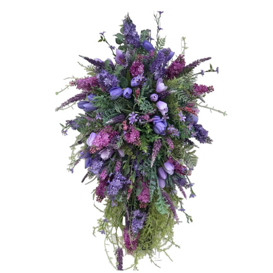 LGCASL Spring Summer Front Door Teardrop Wreath Artificial Floral Wreath for Home Decor Spring Floral Door V1189-LWWAL-20260325-02352