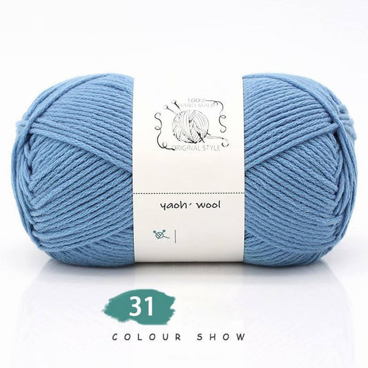 LGCASL Hand-Knitted Yarn #2 Pure White , 1Pc100G Hand Woven Cotton Yarn Soft Crochet Yarn for Hand Knitting V1189-LWWAL-20260325-02434