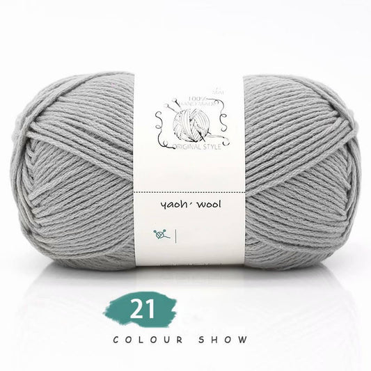 LGCASL Hand-Knitted Yarn #2 Pure White , 1Pc100G Hand Woven Cotton Yarn Soft Crochet Yarn for Hand Knitting V1189-LWWAL-20260325-02435