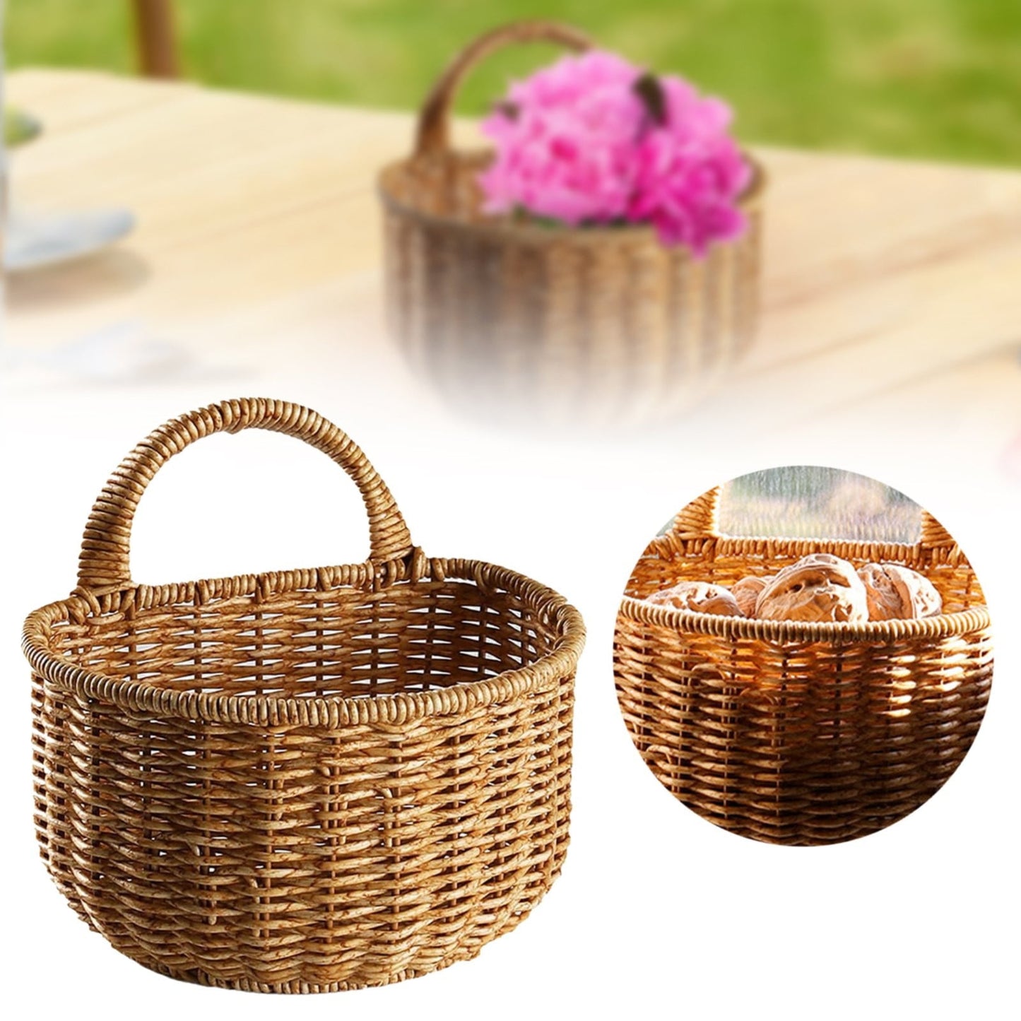 Small Wall-Mounted Kitchen Storage Basket, Hanging Storage Wicker Baskets Wall Mounted Woven Hanging Basket V1189-LWWAL-20260325-02494