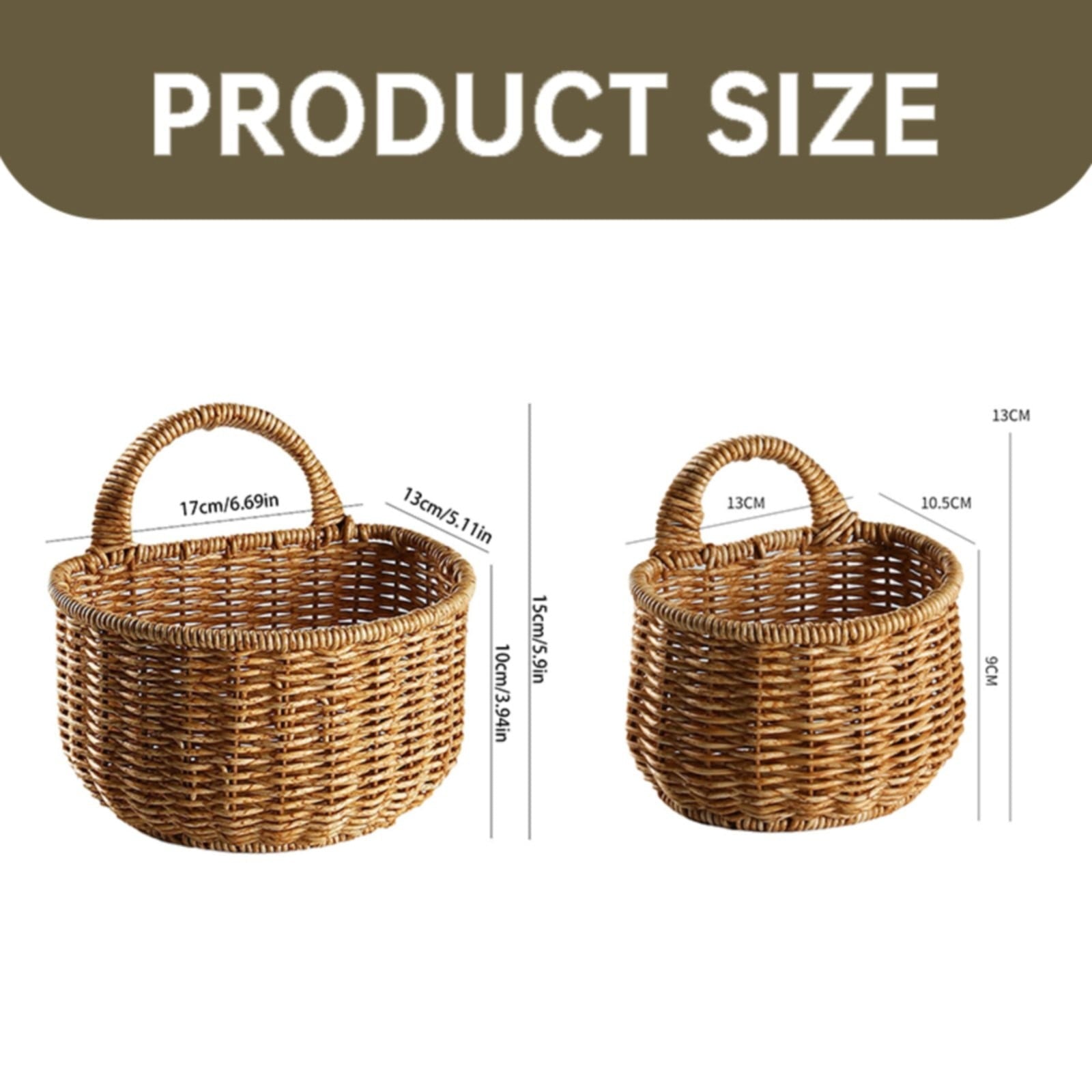 Small Wall-Mounted Kitchen Storage Basket, Hanging Storage Wicker Baskets Wall Mounted Woven Hanging Basket V1189-LWWAL-20260325-02494
