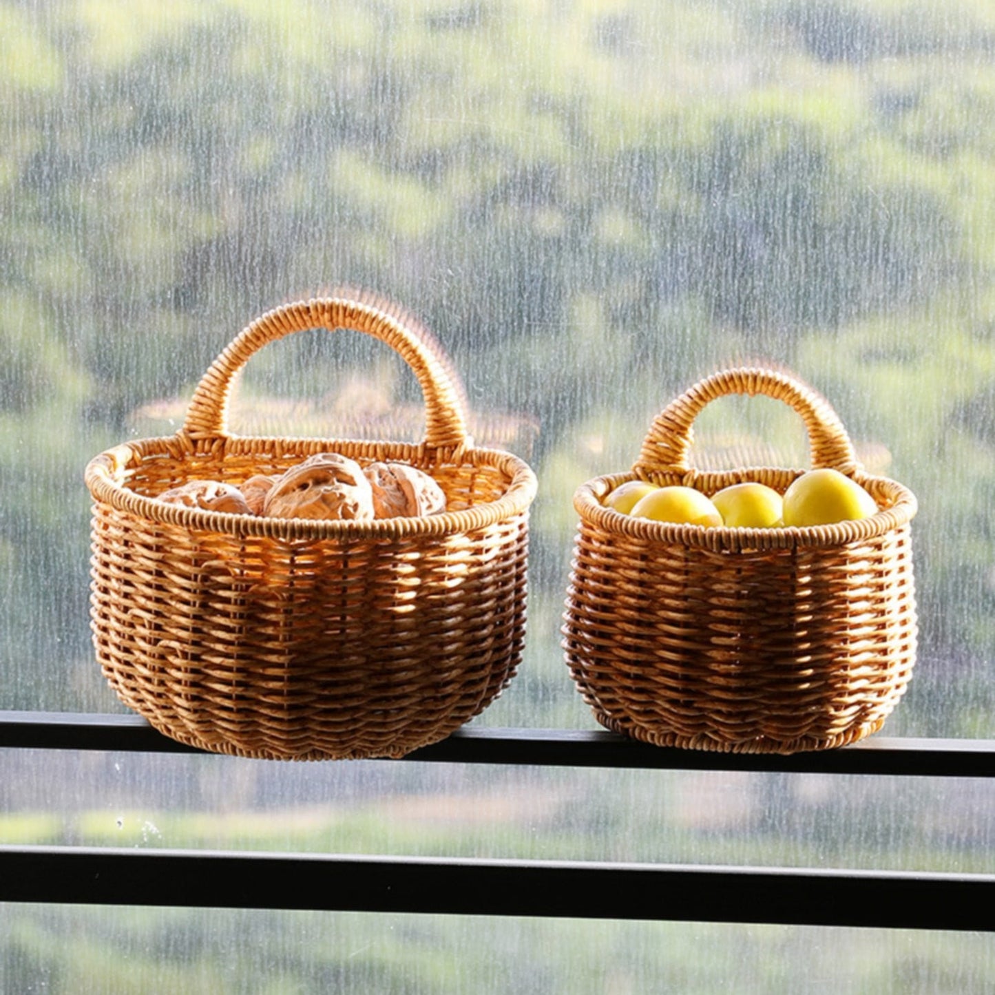 Small Wall-Mounted Kitchen Storage Basket, Hanging Storage Wicker Baskets Wall Mounted Woven Hanging Basket V1189-LWWAL-20260325-02495