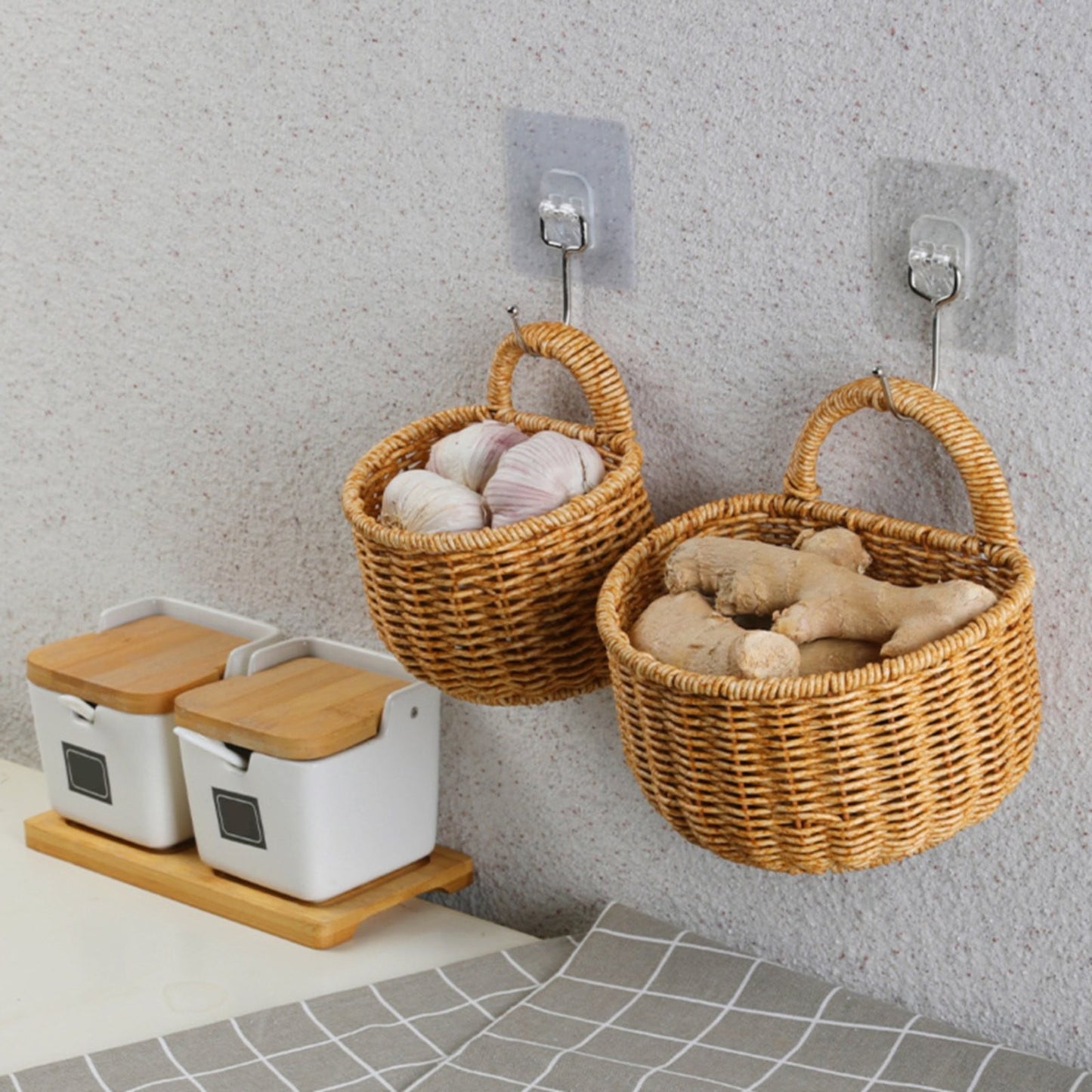 Small Wall-Mounted Kitchen Storage Basket, Hanging Storage Wicker Baskets Wall Mounted Woven Hanging Basket V1189-LWWAL-20260325-02495