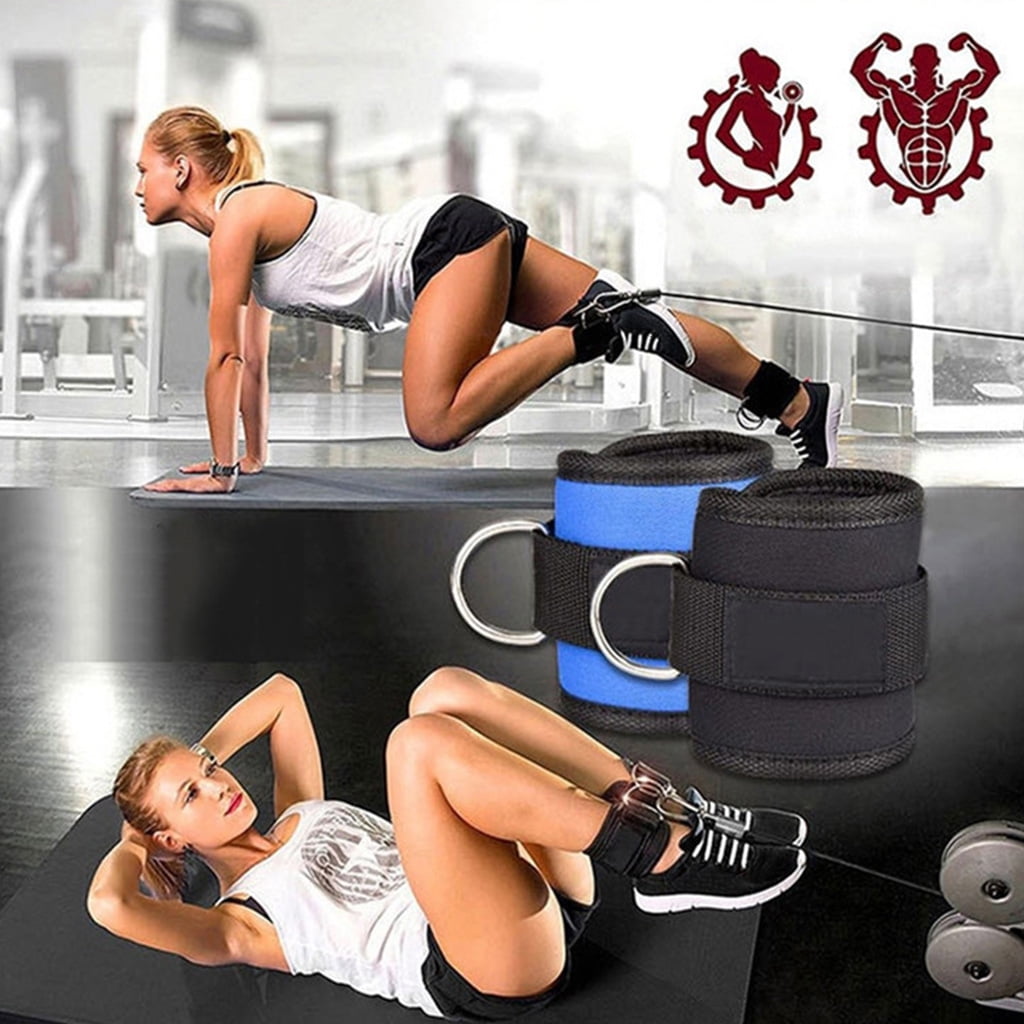 Weight Lifting Ankle D-Ring Strap Pulley Cable Kickbacks Attachment Gym Leg Black/Blue/Rose Red V1189-LWWAL-20260325-02514