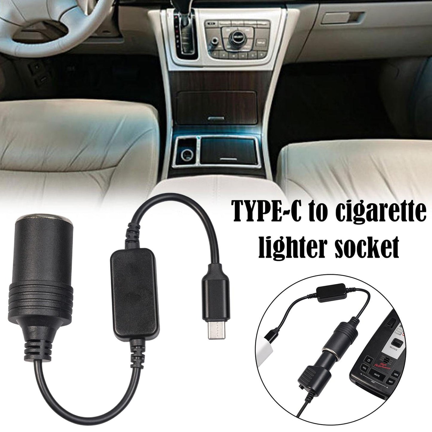 USB C Type C to 12V Car Cigarette Lighter Socket Female Converter Adapters. B2V1 V1189-LWWAL-20260325-02517