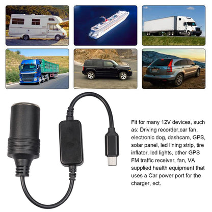 USB C Type C to 12V Car Cigarette Lighter Socket Female Converter Adapters. B2V1 V1189-LWWAL-20260325-02517