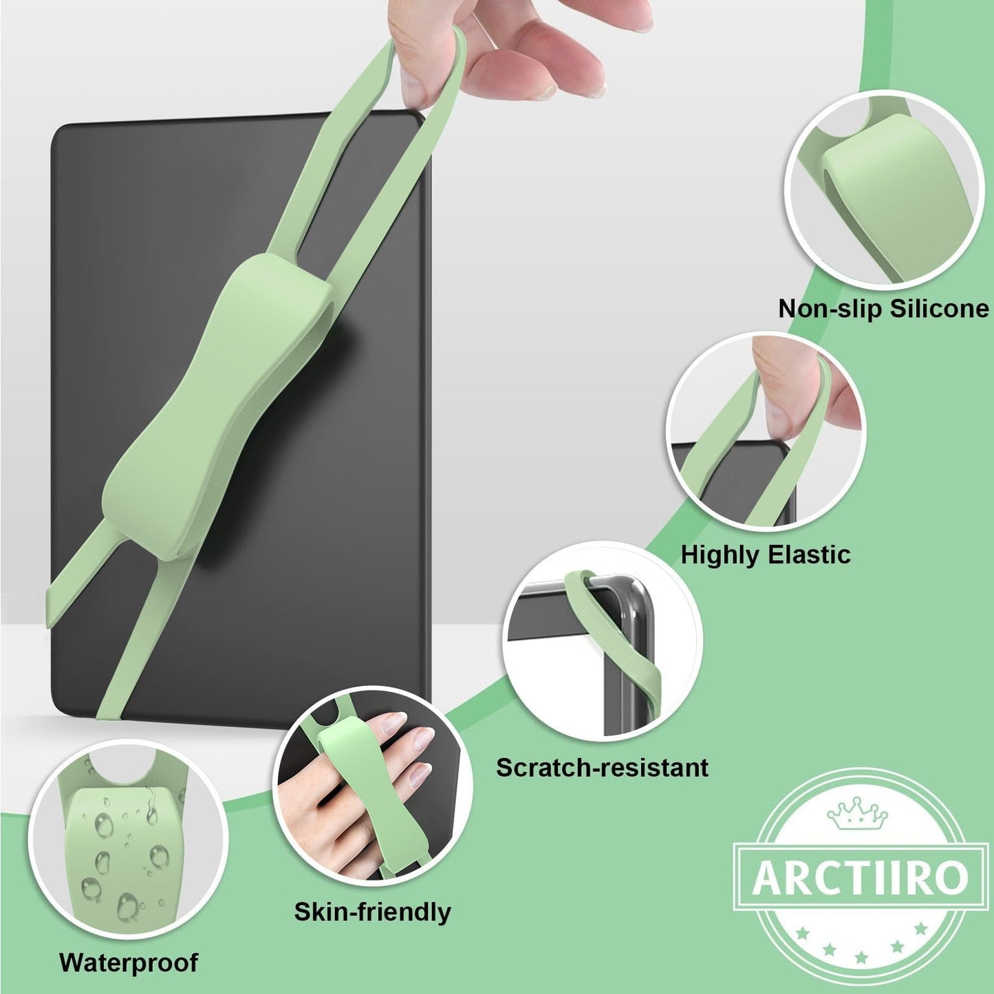 LGCASL Blue Flat Plate Fixing Wrist Strap D Light Green Elastic Tablet Strap for Fingers Comfortable V1189-LWWAL-20260325-02573