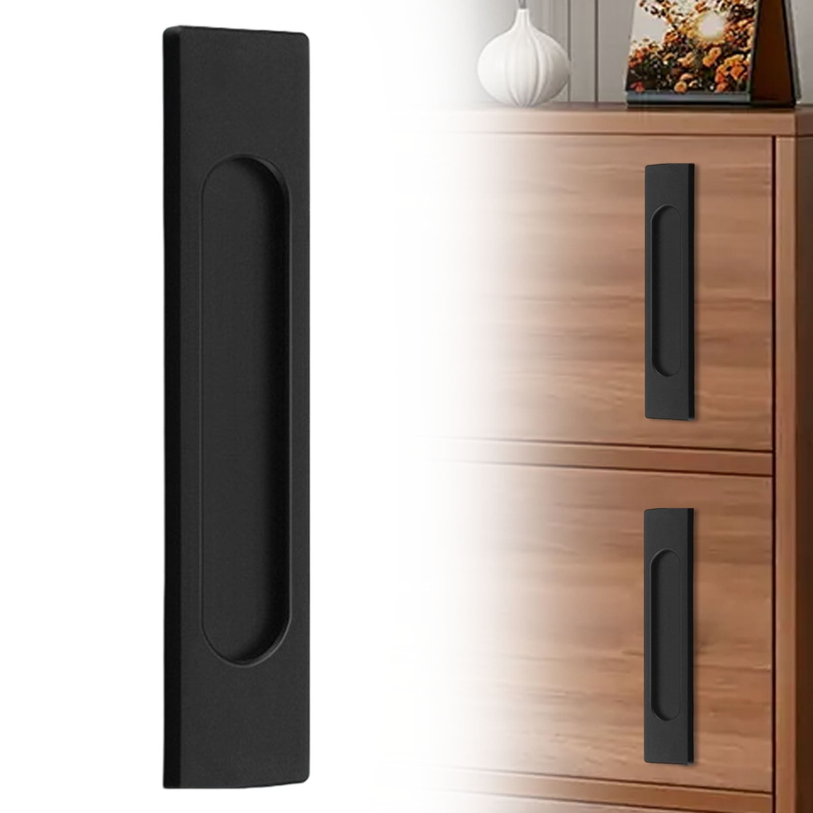 LGCASL No-Drill Sliding Door Handle, Square Matte Black Stick Sliding Door Pulls Aluminum Alloy Flush Pull V1189-LWWAL-20260325-02599