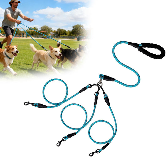 LGCASL 3 Dog Leash No Tangle, Heavy Duty Multiple Dog Lead Shock Absorbing Bungee, Triple Bungee Leash, V1189-LWWAL-20260325-02637