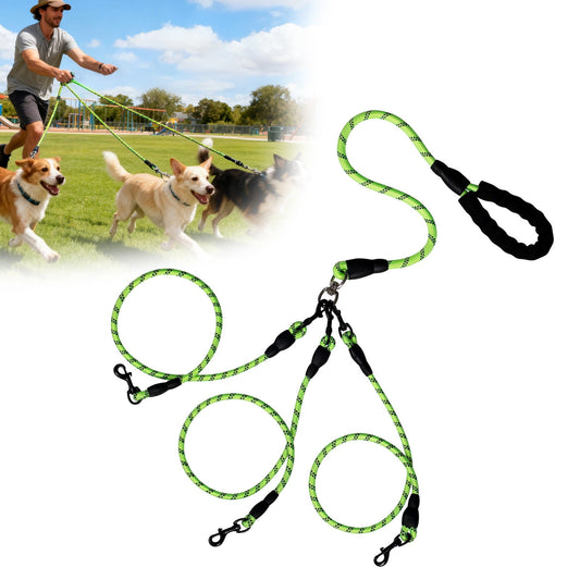LGCASL 3 Dog Leash No Tangle, Heavy Duty Multiple Dog Lead Shock Absorbing Bungee, Triple Bungee Leash, V1189-LWWAL-20260325-02638