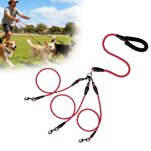 LGCASL 3 Dog Leash No Tangle, Heavy Duty Multiple Dog Lead Shock Absorbing Bungee, Triple Bungee Leash, V1189-LWWAL-20260325-02639
