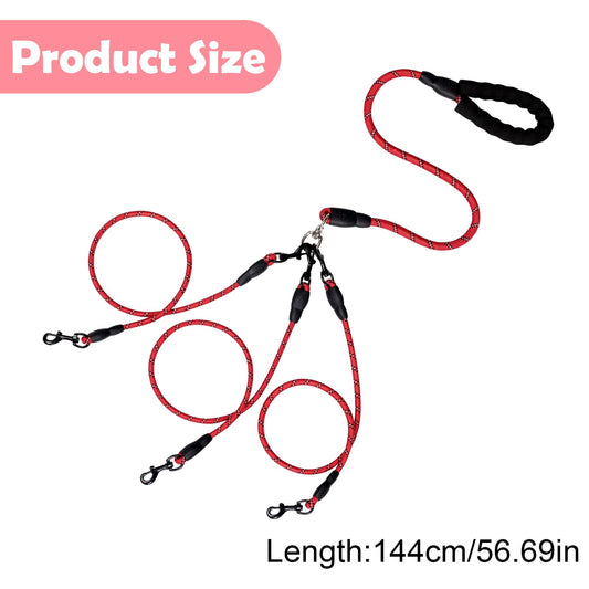 LGCASL 3 Dog Leash No Tangle, Heavy Duty Multiple Dog Lead Shock Absorbing Bungee, Triple Bungee Leash, V1189-LWWAL-20260325-02640