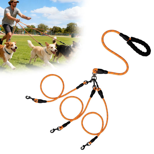 LGCASL 3 Dog Leash No Tangle, Heavy Duty Multiple Dog Lead Shock Absorbing Bungee, Triple Bungee Leash, V1189-LWWAL-20260325-02640