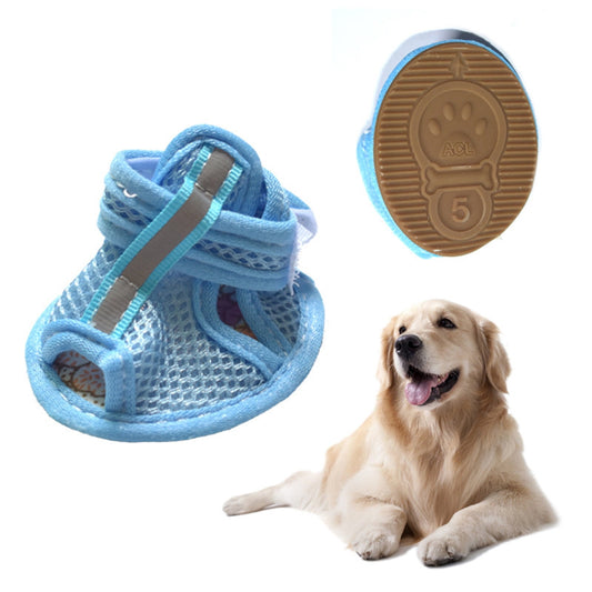 LGCASL 4Pcs Anti-Slip Spring Summer Pet Paw Breathable Mesh Soft Bottom Dog Shoes, Dog Shoes with Mesh, V1189-LWWAL-20260325-02702