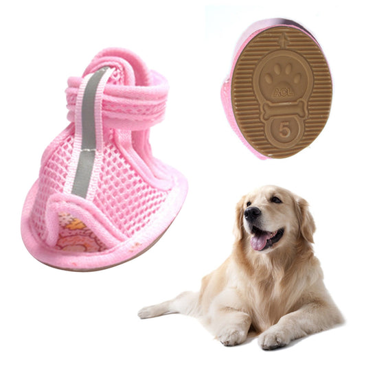 LGCASL 4Pcs Anti-Slip Spring Summer Pet Paw Breathable Mesh Soft Bottom Dog Shoes, Dog Shoes with Mesh, V1189-LWWAL-20260325-02703
