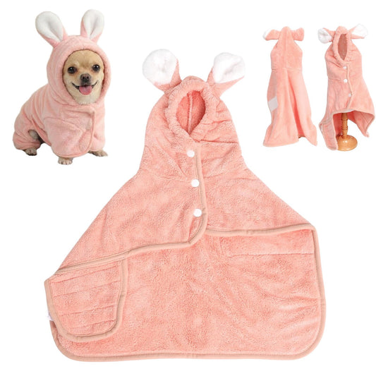 LGCASL 2026 New Puppy Bathrobe with Hood, Dog Bathrobe Absorbent Towel for Small Dogs Fast Drying Dog Robe V1189-LWWAL-20260325-02733