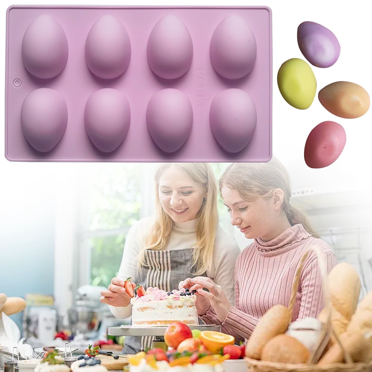 LGCASL Silicone Egg Shaped Molds, Egg Shaped Silicone Molds for Baking Easter Egg Shaped Silicone Baking V1189-LWWAL-20260325-02744