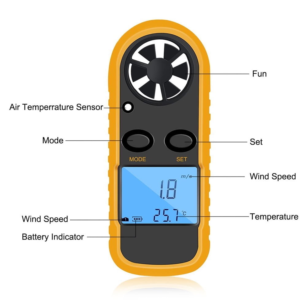 GM816 Digital Anemometer Wind-Speed Gauge Meter LCD Handheld Airflow Windmeter Thermometer V1189-LWWAL-20260325-02780