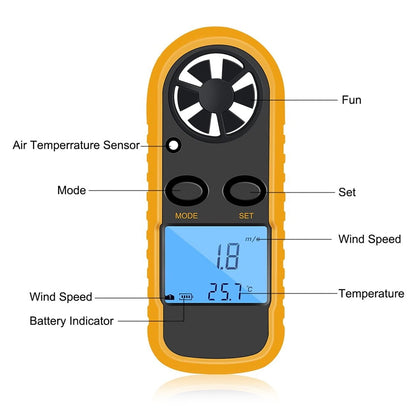 GM816 Digital Anemometer Wind-Speed Gauge Meter LCD Handheld Airflow Windmeter Thermometer V1189-LWWAL-20260325-02780