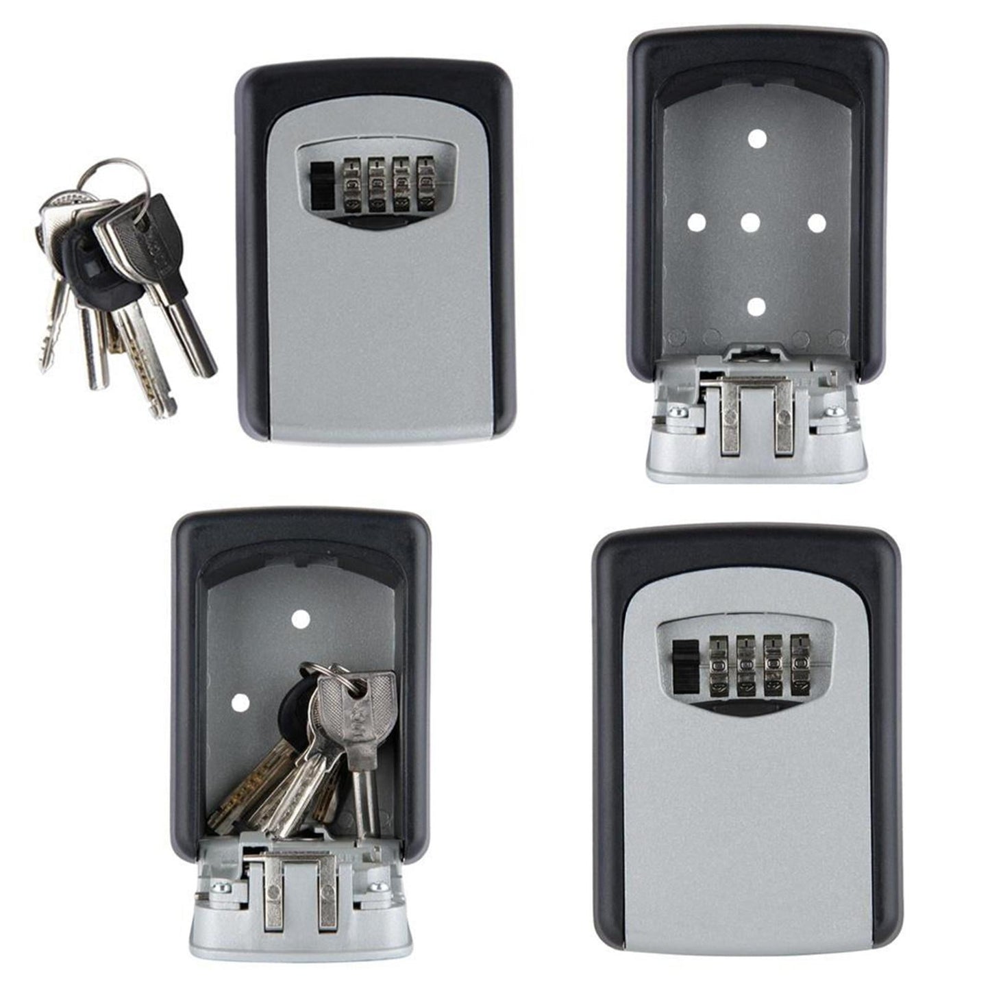 Misterolina Wall Mount 4 Digits Combination Waterproof Outdoor Key Hider Safe, Black/Gray, 11.5 X 9.5 X 4 cm V1189-LWWAL-20260325-02784