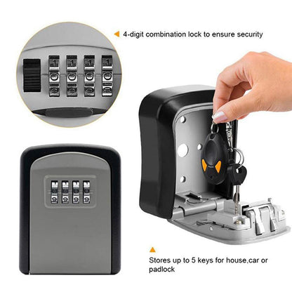 Misterolina Wall Mount 4 Digits Combination Waterproof Outdoor Key Hider Safe, Black/Gray, 11.5 X 9.5 X 4 cm V1189-LWWAL-20260325-02784