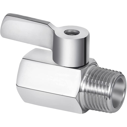Shower Shut Valve, 304 Stainless Steel Mini Ball Valve NPT Thread(1/2Inch Male x 1/2Inch Female) 1 Pack Silver V1189-LWWAL-20260325-02785