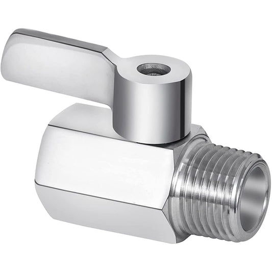 Shower Shut Valve, 304 Stainless Steel Mini Ball Valve NPT Thread(1/2Inch Male x 1/2Inch Female) 1 Pack Silver V1189-LWWAL-20260325-02785