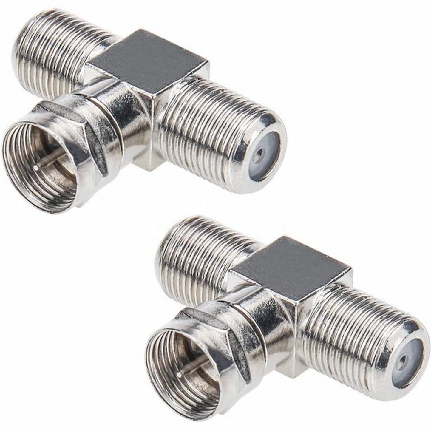 Cable Tv Connector F Tee Head One Two Female Inch Cable Is Connected To The Connector Silver V1189-LWWAL-20260325-02804